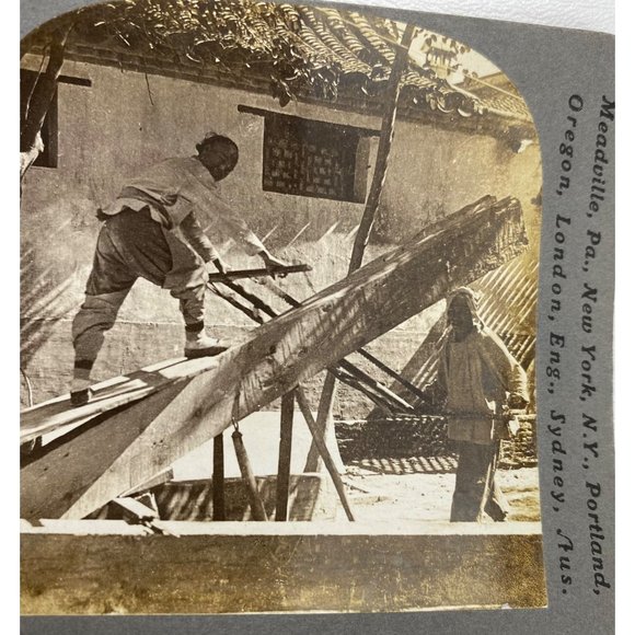 Antique 1903 Stereoview Photo Card Chinese Sawmill Peking China Keystone - Picture 4 of 8